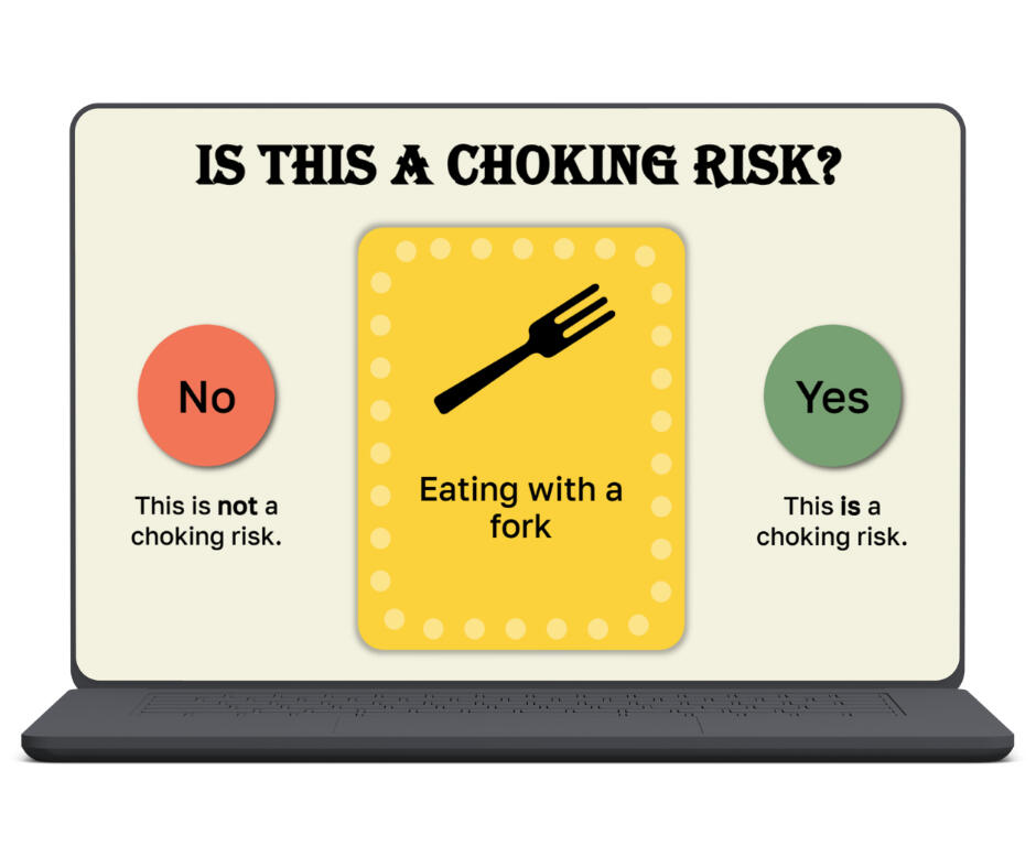 A computer displaying the starting page of the choking quiz.